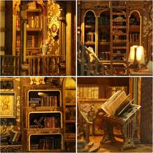 DIY Miniature Wooden Puzzle | Vintage Book Collection With LED Lights | 3D Bookends For Decorating Bookshelves | Creative Gifts - Brown - View 2