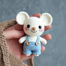 Kit de ganchillo de ratón trabajador pequeño – Juego de ganchillo DIY para aliviar el estrés - C-Traje multicolor - Ver 9