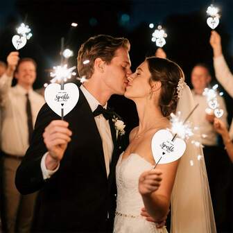 50 PCS Heart-Shaped Sparkler Labels - Elegant Wedding Party Decorations, Light Up Your Love! For Wedding Sparklers, Card Holders, Favors - Compatible With Candlesticks, Perfect For Weddings, Anniversaries, Party Decorations And Festive Celebrations