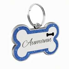 Plaques d'identité gravées pour animaux de compagnie, plaque d'identification de chien personnalisée avec n'importe quel nom et texte, collier de chien personnalisé avec étiquette de nom de chien pailletée, étiquette d'identification d'os pour chiots et animaux de compagnie - os - Voir 12