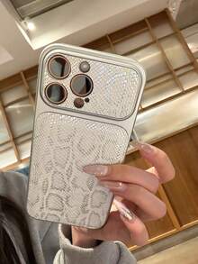 High-End Snake Skin Texture Protective Phone Case Compatible With Iphone 17 Pro Max, 16, 15, 14 Pro Max, 16 Pro Max, Soft Anti-Fall Cover For Men And Women, Autumn/Winter New Arrival - Silver - View 1