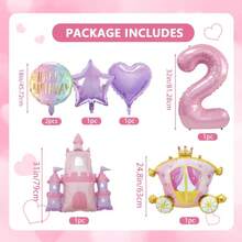 7pcs Castle Princess Car Balloon Set, Includes 32inch Pink Number Balloons 1, 2, 3, 4, 5, 6, Suitable For Princess Theme Party Decoration, Birthday Anniversary Celebration Home Decor, Birthday Party Supplies And Decoration, Glow Balloons, Soft Color Balloon Wreath, Bow Balloons, Anniversary Decoration, Holiday Balloon Wreath, High Quality Balloons, Party Balloon Set, Home Decor, Event Planner - Pink - View 9