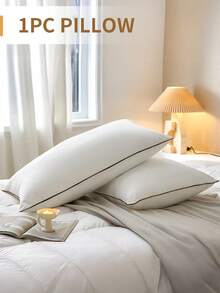 1pc Pillow, Pillow Insert, Bedding, Soft Fluffy White Pillow Insert, Solid Color Pillow For Bed, Modern Style Pillow, Fill For Back, Christmas Decoration, Stomach Or Side Sleepers, High Rebound Polyester Fiber Filling Pillow, Fall Decor, Halloween Decor, Room Decor, For Bed, Sofa, Living Room, Bedroom Decorative Stuffer Pillow - 白色黑邊 - 查看 8