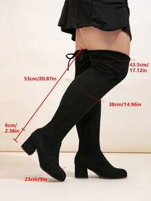 Giày bốt cao đến đầu gối dáng rộng dành cho nữ, có khóa kéo, phần thân bốt co giãn, gót dày, màu đen, màu be, dáng rộng. - Màu be - Xem 3