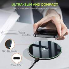 15W Wireless Charger, Compatible With IPhone 17/16/15/14/13/12 Pro/XS Max/Mini/X/XR, Inductive Fast Wireless Charging Pad, Compatible With Samsung Suitable For Office, Dorm, And Home Office Dorm Home Phone Charger - Black - View 5