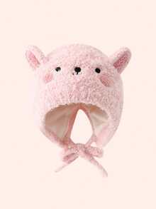 1pc Cute Cartoon Animal Baby Hat, Toddler Warm Plush Winter Hat, Baby Girl Knitted Chicken Cap