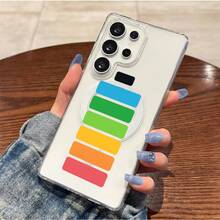 透明強化ハードケース、内蔵磁気リングサポートワイヤレス充電用のカラフルなグラデーションパワーバー、 Galaxy S25 Edge、S24、S23 Plus FE、S22 Ultra、A14、A15、A16、A35、A36、A54、A56と互換性があります。 - 混合色 - チェックする 6