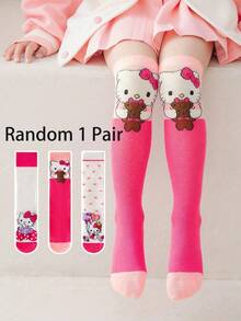 Sanrio 3 Pairs Children's Summer Mesh Thin Girls Over The Knee Stockings Mid-Tube Stockings Cartoon Breathable Cute Rose Red KT Cat Calf Socks - Multicolor - View 4