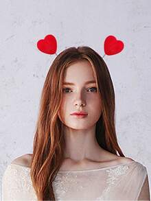 6/12 pièces/set Pinces à cheveux en forme de cœur mignonnes, essentielles pour la célébration de la Saint-Valentin, accessoires de pinces à cheveux en forme de cœur, idéales pour l'école, la maison, les accessoires photo de fête, les photos de couple - Rouge - Voir 5