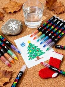 12/24/48/60/72/120/200 Colors Professional Artist Pen Set - Dual Brush Art Markers, Flexible Brush & Fine Tip Sketching 168 Colors Soft Tip Free Press Painting Doodle Overlay Pen Straight Liquid Acrylic Marker For Stone, Glass, Ceramic, Easter Eggs, Metal, Wood, Waterproof Great Gift For Family And Friends! - Multicolor - View 8