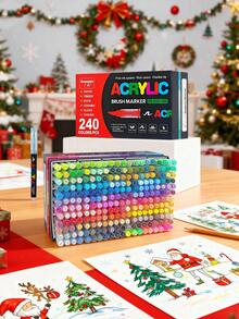 12/24/48/60/72/120/200 Colors Professional Artist Pen Set - Dual Brush Art Markers, Flexible Brush & Fine Tip Sketching 168 Colors Soft Tip Free Press Painting Doodle Overlay Pen Straight Liquid Acrylic Marker For Stone, Glass, Ceramic, Easter Eggs, Metal, Wood, Waterproof Great Gift For Family And Friends! - Multicolor - View 3