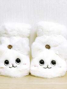 1双卡通可爱休闲街头派对涤纶刺绣露指兔毛手套，保暖加厚女士冬季派对、约会、学生手套 - Flap Mittens - 查看 6