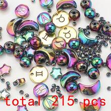 215pcs Multi-Style Glass Beads Set, Including Star, Moon, Round Beads, Initial Letter Zodiac Sign Metal Tags, DIY Jewelry Making Supplies For Necklace, Bracelet, Women's Jewelry, Phone Charm, Keychain, Birthday Gift, Holiday Gift - Star, Moon, Letter, Constellation Color - View 25