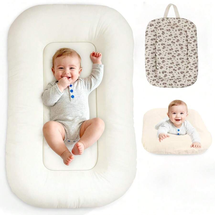 0-24个月新生儿遮阳篷及婴儿睡眠床，新生儿睡眠监测床，必备婴儿礼物，便携式婴儿遮阳篷，适合旅行和居家使用，婴儿生日礼物，新生儿礼物 - 彩色 - 查看 1