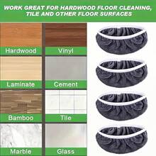 4 Pieces Gray Dual-Use Mop Replacement Cleaning Pads, Reusable Flat Mop Replacement Cloth, Improve Floor Cleaning Efficiency, Suitable For Dormitories, Offices, And Homes - 灰色 - 查看 9