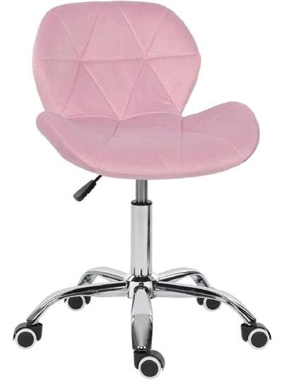 Hadwin Modern Velvet Swivel Office Chair, Height Adjustable Padded Armless Desk Chair With Wheels For Home Office, Pink