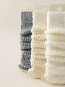 1/2/4 Pairs Women Fluffy Warm Thickened Leg Warmers, Versatile Autumn/Winter, Fashion Minimalist Leg Warmers, Knee High Leg Warmers - 彩色 - 查看 2