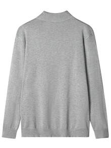 GRDR Men's Casual Long Sleeve Half Zip Knit Sweater, Versatile For Daily Wear - Light Grey - View 2