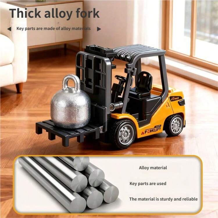 1/64 Escala Carretilla Elevadora de Aleación con Control Remoto, Vehículo de Ingeniería RC 2.4GHz, Carga Tipo-C, Mini Camión de Construcción RC, Regalo de Navidad y Cumpleaños para Niños, Adecuado para Niños y Niñas - Mini carretilla elevadora de aleación con control remoto + plataforma - Añade 8