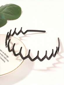 1 pieza/2 piezas Aro para el cabello de mujer de moda simple con dientes ondulados, fijo y antideslizante, elegante y adecuado para maquillaje, lavado y uso diario