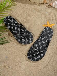 女士平底人字拖，舒适时尚百搭夏季沙滩凉鞋，适合海滩和度假村穿着 - 黑色 - 查看 6