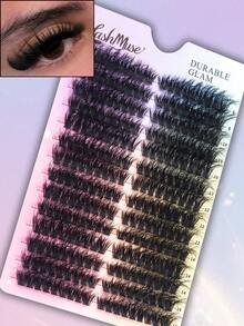 1盒252片80D单根假睫毛，浓密蓬松，D卷翘，猫眼簇状造型，分段式设计 - 非常适合DIY化妆，新手友好，可重复使用。睫毛簇，单根假睫毛，睫毛，假睫毛，美容健康，个人护理，节日魅力妆容，圣诞节，万圣节，新年，假日妆容 - 黑色 - 查看 3