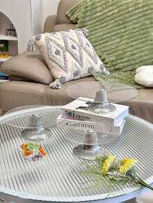 1个银色高透明托盘，多功能水果盘，适用于餐桌装饰、家居厨房餐盘 - 銀色高腳透明板 - 查看 11