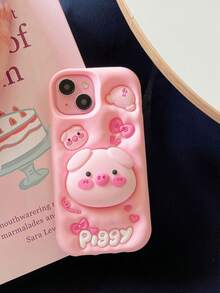 可爱少女粉色3D小猪手机壳，兼容 13、13 Pro、13 Pro Max、14 Pro Max、14 Pro、14；硅胶卡通手机壳，兼容 11、12；也兼容三星Galaxy A51/A53/A54/A55/A12/A13/A15。 - 粉色 - 查看 2