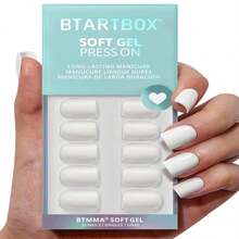 Press On Nails Square - Pastel White Short Press On Nails With Glue For Women, Opaque Soft Gel Glue On Nails In 16 Sizes - 32 Stick On Nails Kit, Note Book - ColorW - 查看 1