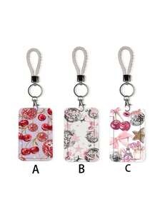 1pc ABS Party Style Cherry Star Light Ball Pattern Fashion Personalized Keychain Pendant, Bag Charm, ID Card/Pass Holder