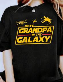 Best Grandpa In The GalaxyT-Shirt - Soft Cotton, Casual Wear For Sci-Fi & Family Fans - Black - View 1