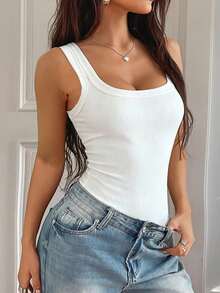 GAOVOT Bộ đồ tập yoga bó sát cổ vuông gợi cảm Y2K mùa thu dành cho nữ - trắng - Xem 6