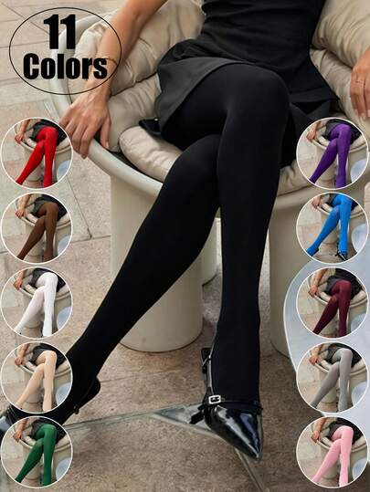 1 Pair Women's Control Top High Elastic Soft Opaque Pantyhose Tights Fall Halloween Tights Black Tights Winter Clothes For Women Goth Tights Plus Size Stockings Fishnet Stockings