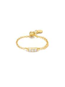 1 chiếc nhẫn bạc 925 kiểu dáng tối giản độc đáo hình học đính đá Cubic Zirconia, trang sức thanh lịch phù hợp cho nữ giới đeo hàng ngày hoặc làm nhẫn cưới. - Vàng - Xem 17
