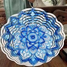 1pc 10-Inch Hanging Wind Chime, Mandala Flower Design Pattern, Dynamic Rotating Wind Chime With 360° Hook, Spring And Summer Patio Balcony Elegant Decoration, It Is The Classic Choice For Your Relatives And Friends - 10"/25cm - View 7