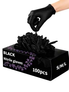 100pcs Black Nitrile Gloves, Latex-Free, Disposable, Durable Household Cleaning Gloves, Suitable For Hair Dyeing, Tattooing, Machinery Maintenance And Cleaning, Multi-Purpose Hand Protection, Essential For Kitchen (Bagged)