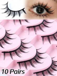 CMAYOME 10pcs/Set 4-14mm Natural Transparent Cross-Shaped Cartoon Style False Eyelashes, Korean/Japanese Style Fake Eyelash Set - Spiky Manga Lashes - View 13
