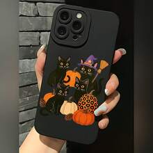 2026 nueva funda de teléfono esmerilada, funda de teléfono con estampado de gatos y calabazas de Halloween para iPhone 17 14 13 12 11 Pro Max  Galaxy S23 S22 S21 S20 Fe Plus, funda protectora para teléfono, regalo de pareja para novio y novia, regalo de vacaciones - Blanco antiguo - Ver 1