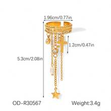 1pc Chain Tassel Open Ring, Zirconia & Pearl Decor, Elegant Jewelry Accessory For Women, Suitable For Daily Wear - Multicolor - View 11