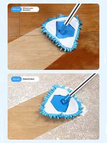 1 Set 360° Rotating & Telescopic Triangle Mop, Multi-Functional Adjustable Handle, Includes Removable Machine Washable Super Microfiber Chenille Mop Pad, Easy Cleaning For Floors, Walls, Ceilings, Tiles, Cars, Windows, Baseboards And More, Wet & Dry Use - Multicolor - View 4