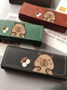 可爱水豚多彩眼镜盒 - 防挤压便携眼镜袋，优质PU皮革，防刮保护配件，旅行配件防风眼镜盒，手提包，太阳镜收纳袋，近视眼镜保护盒，适合挂在包上，眼镜收纳，可用作母亲节礼物，适合旅行、露营、旅行必备品、家居用品和圣诞礼物。 - 彩色 - 查看 5