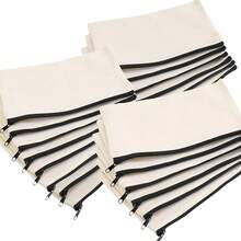 5/10/20/50 Blank Canvas Zipper Bags For DIY Crafts, Canvas Makeup Bags, Small Pencil Boxes, Loose Canvas Cosmetic Bags, Zippers, Multi-Purpose Travel Bags (8.3 * 5 Inches) - Beige - View 6