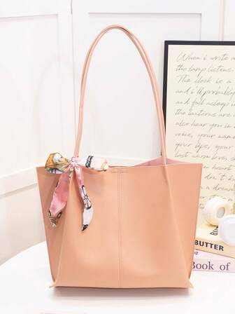 여성용 대용량 토트 백, 가을/겨울용 패셔너블, 보우 장식, 가벼운 단색, 원 숄더 & 듀얼 핸들, 여성의 일상 생활, 캐주얼, 직장, 통근 및 학교에 적합