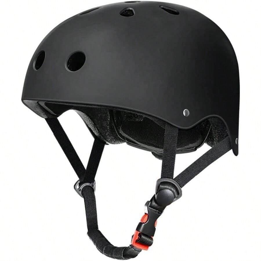 Skateboard Helmet - Lightweight Adjustable And Ventilated Helmet For Scooter Roller Skate Inline Skate - Black - View 1