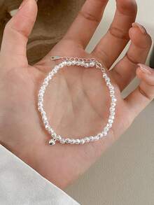 BALMORA A Exquisite Luxury S925 Sterling Silver Faux Pearl Bracelet Gift For Girlfriend - Silver - View 2