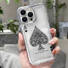 Funda de teléfono a la moda, elegante y minimalista con diseño de As de Espadas para iPhone 16, 11PRO, 7, 16PROMAX, 15, 12Mini, 15PRO, 14, 13, 12, 11, adecuada para regalos tanto para hombres como para mujeres, regalos de vacaciones y regalos de Navidad. Diseño para Chicas y Mujeres, TPU Suave, Resistente a Impactos, Más Protector y Femenino - 1 pieza - Ver 3