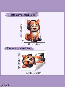 1 pieza Lindo adhesivo de pared de gato de dibujos animados naranja - Calcomanía autoadhesiva de PVC, adecuado para dormitorio, oficina o dormitorio - Diseño moderno y juguetón, decoración de dormitorio | Diseño de gato juguetón | Fácil de instalar, decoración de gato - Multicolor - Ver 13