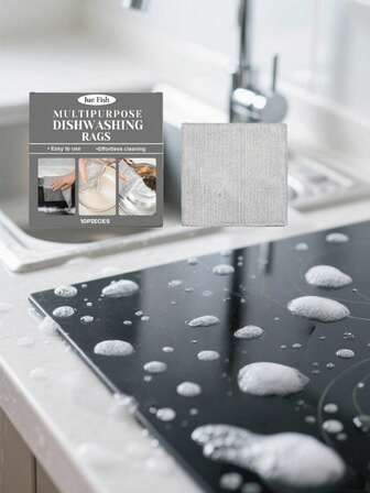 Jue-Fish Multi-Purpose Dishcloth, Suitable For Stove, Sink, Oil Stain Cleaning, Wet And Dry Use