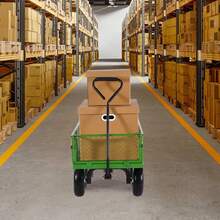 Carro de Jardín de Acero de Alta Resistencia con Capacidad de 680.39 KG - Carro Utilitario Todo Terreno, Lados de Malla Extraíbles y Mango Giratorio de 180°, Manual (Sin Baterías) para Césped, Granja, Playa - Carro de Gran Capacidad Similar a un Remolque - Negro - Ver 5