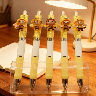 Yellow Little Bee Ballpoint Pen - 3/6 Set Cute Retractable Black Neutral Ink Ballpoint Pen Exquisite Bee Decorative Pattern Writing Supplies Cute Office Signature Essentials Suitable For Nurse Teacher Colleague Assistant, Christmas And Student Birthday Gifts